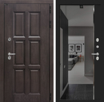 Дверь с терморазрывом Входная Лабиринт ЛОНДОН ТЕРМО С зеркалом Панорама с тонировкой Черный кварц