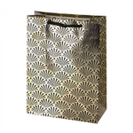 Пакет подарочный бумажный Alingar, (L+) 26х32х10 см, вертикальный, "Золото на черном", матов. ламинация, тиснение, ассорти