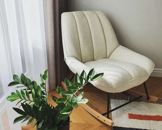 Кресло-качалка Marline, белое букле