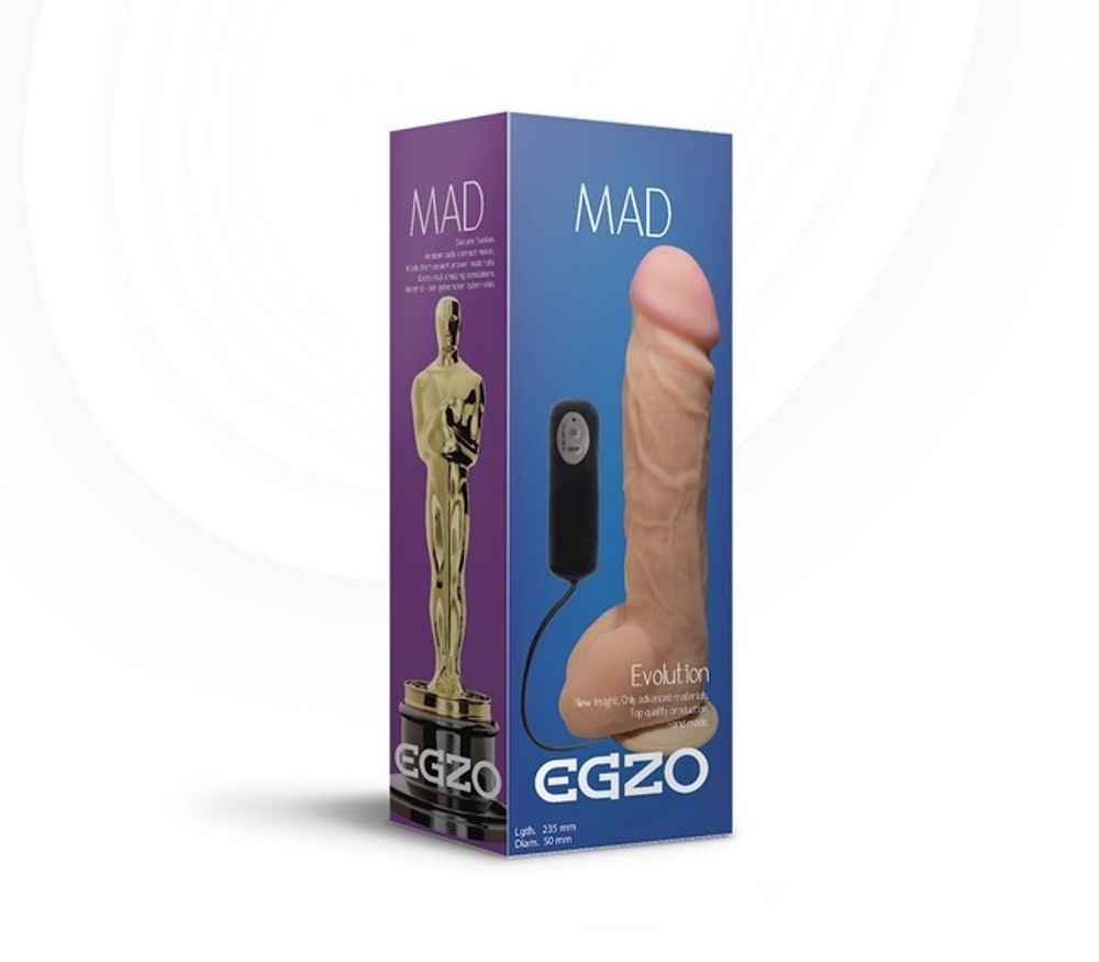 Телесный вибратор-реалистик с присоской Mad Oscar - 23.5 см. (Цвет: телесный)