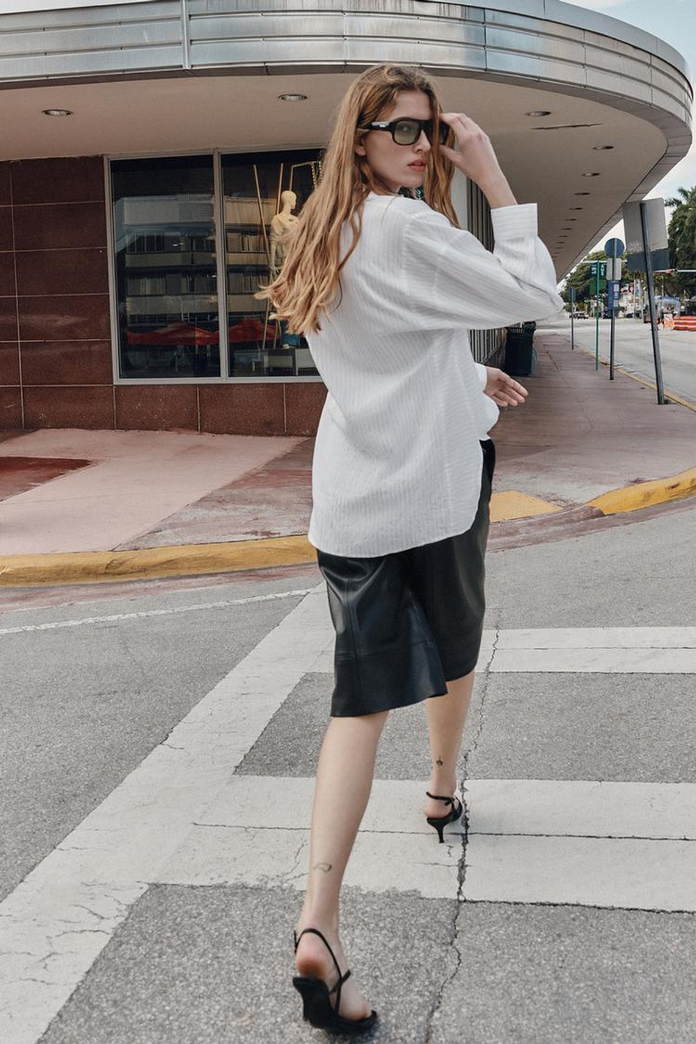 ZARA РУБАШКА OVERSIZE В ПОЛОСКУ, БЕЛЫЙ/ЧЕРНЫЙ