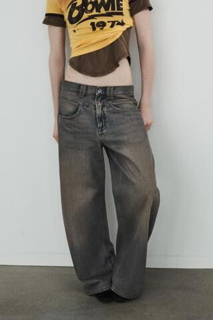 ZARA ДЖИНСЫ TRF BAGGY С НИЗКОЙ ПОСАДКОЙ, СИНИЙ