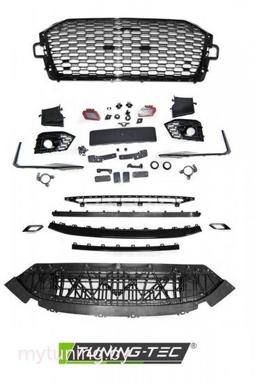 Бампер передний SPORT GLOSSY BLACK PDC для AUDI A4 B9 08.15-19