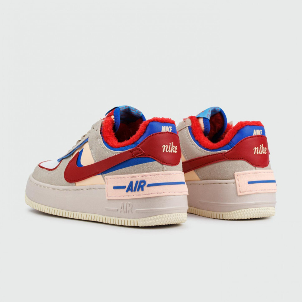 кроссовки Nike Air Force 1 Shadow Beige / Red / Blue Winter