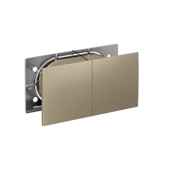 Розетка 2-м СП AtlasDesign 16А IP20 с заземл. защ. шторки со сдвижн. крышкой в сборе шампань SE ATN000528