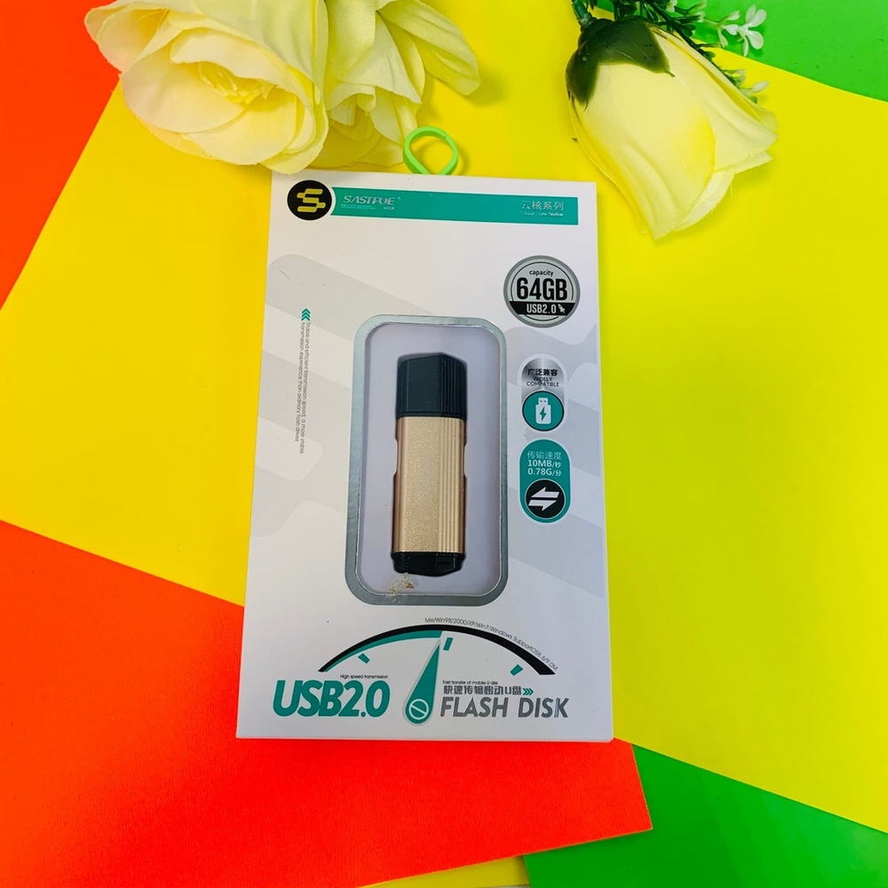USB Флешка 64GB Sastfoe, USB 2.0, золотая АКЦИЯ