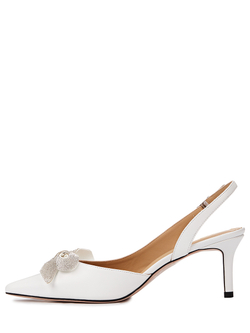 Женские босоножки белые с бантиком