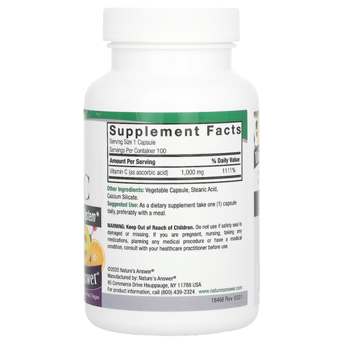 Nature's Answer, Витамин C, 1000 мг, 100 вегетарианских капсул