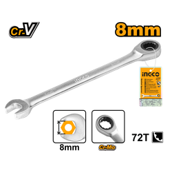 Ключ комбинированный трещоточный 8 мм  INDUSTRIAL