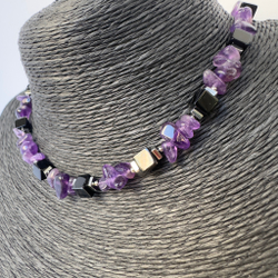 Чокер "Амулет силы и интуиции" с аметистом и агатом