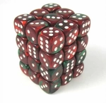 Chessex 36-D6 set Gemini Green-Red/White