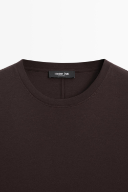Massimo Dutti Футболка из 100% хлопка с короткими рукавами, коричневый