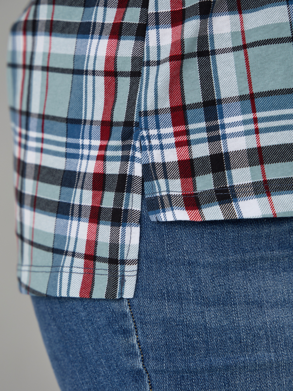 Блузка БЛ-131/клеткасерый-индигокрасный