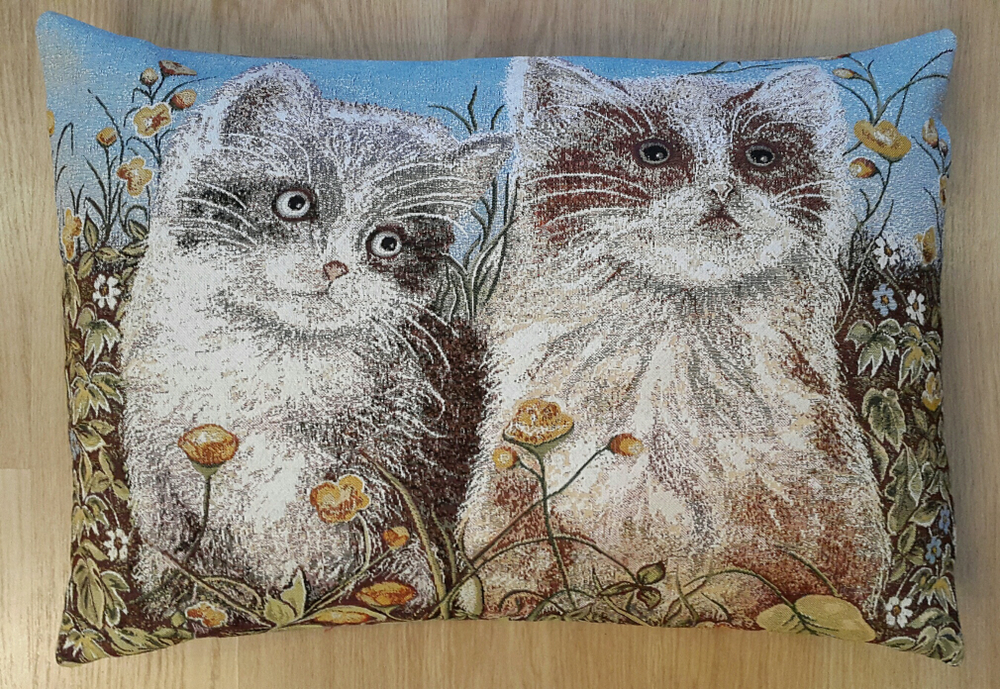 Декоративный гобеленовый чехол для интерьерной подушки Два кота 50*70