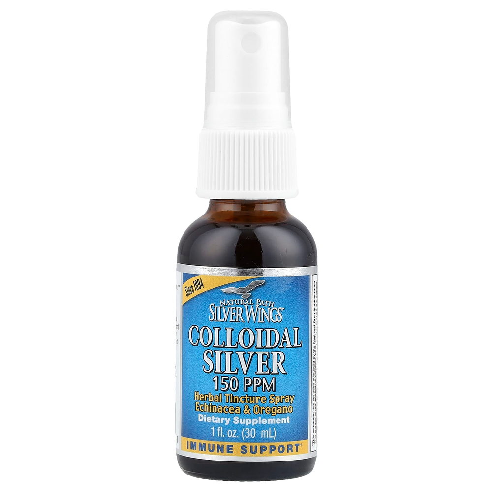 Natural Path Silver Wings, Травяная настойка в спрее с коллоидным серебром, эхинацея и орегано, 30 мл (1 жидк. Унция)