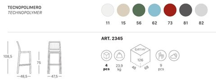 Стул барный пластиковый Scab Design Emi, терракотовый