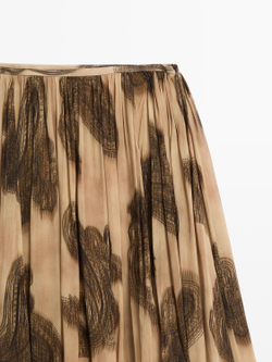 Massimo Dutti Длинная юбка с узором пейсли, пыльно-розовый