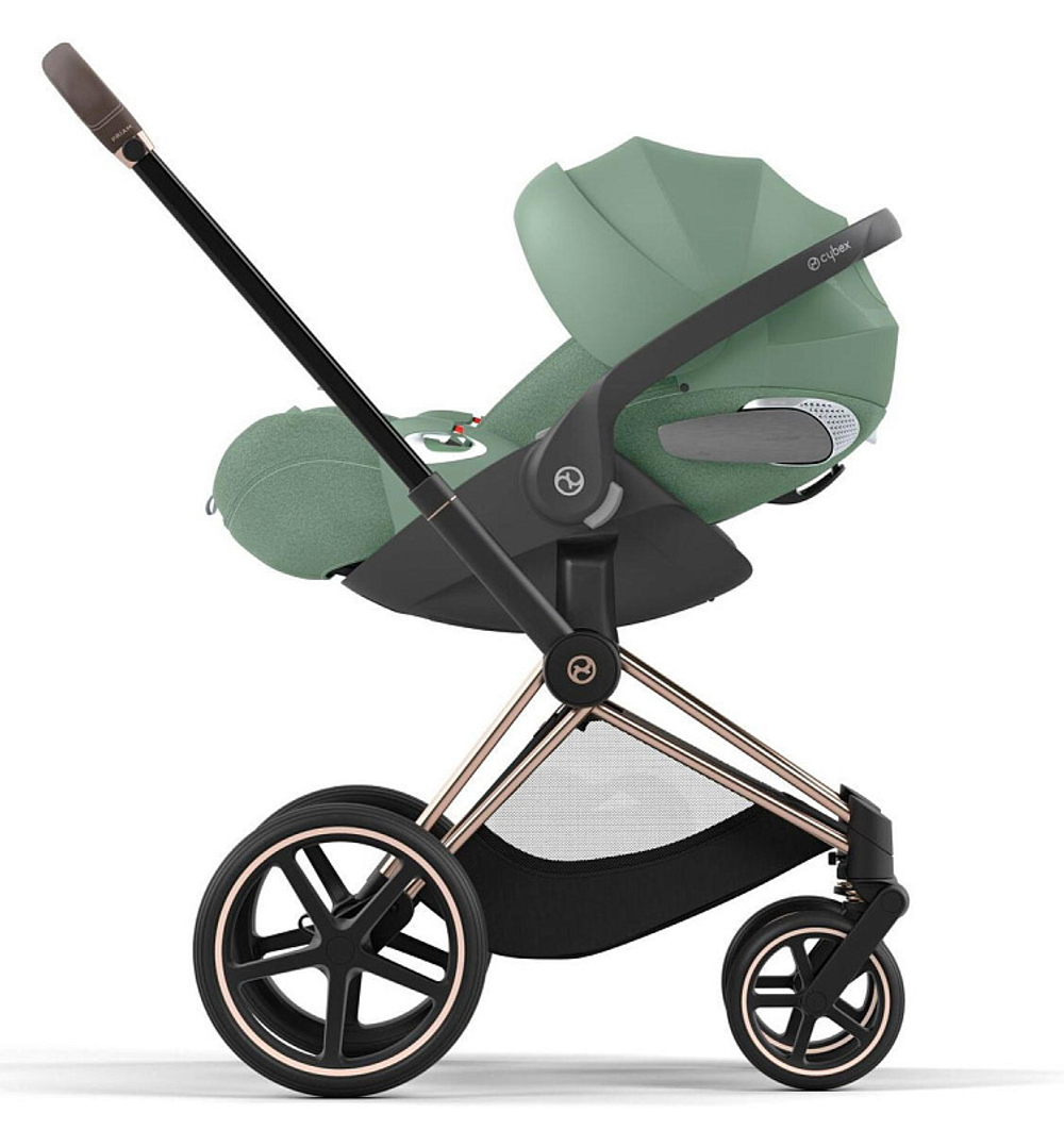 Коляска 3 в 1 Cybex Priam IV Rosegold complete и автокресло Cloud T i-Size Leaf Green Plus Peach Pink