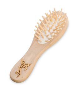 Народные промыслы BST-328/6 Массажная расческа деревянная «Вьюнок» (береста)