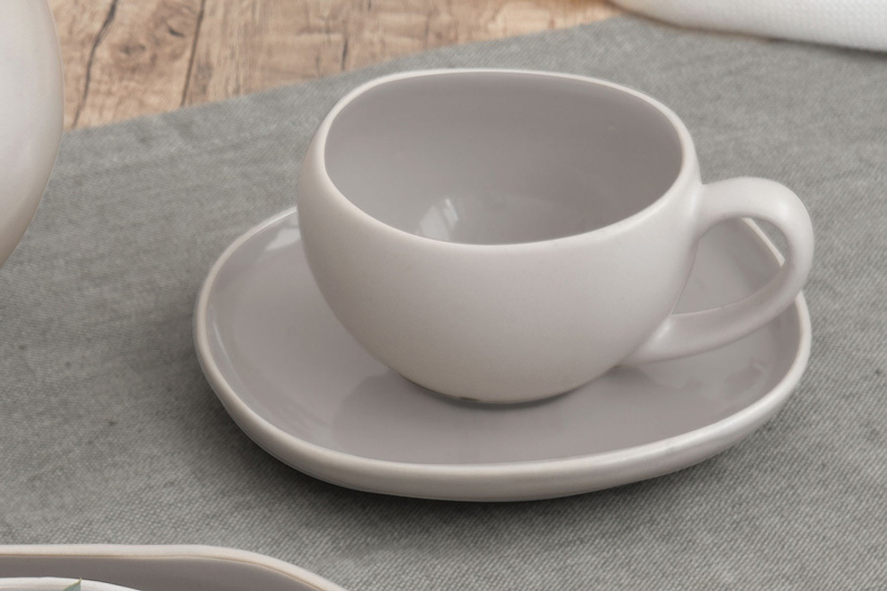 Чашка с блюдцем 90мл Easy Life Organica серая