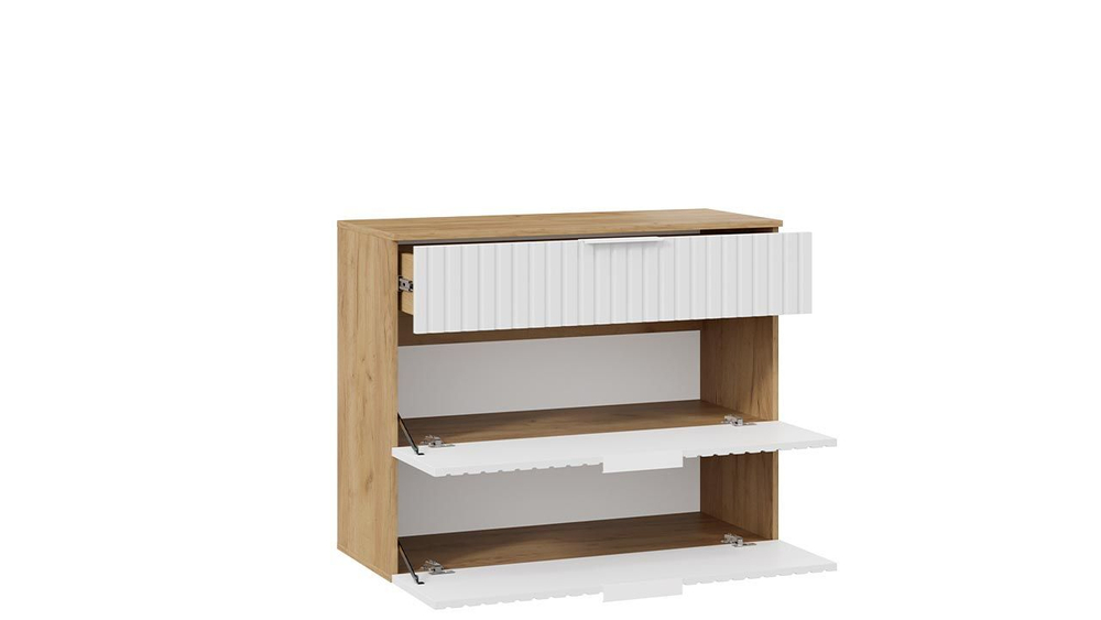 Прихожая с зеркалом комплект мебели Дуб Крафт золотой/Белый матовый 100х43х170 см