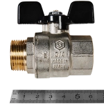 Кран шаровой полнопроходной STOUT - 3/4" (НР/ВР, PN40, Tmax 150°C, ручка-бабочка черная)