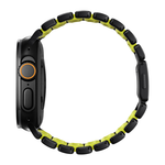 Титановый блочный браслет Nomad Stratos Band для Apple Watch 44, 45, 46 мм и Ultra 2–3 Водостойкий гибридный браслет из титана 4-го класса с алмазоподобным покрытием и фторэластомера с магнитной застёжкой. На запястье обхватом 130–200 мм