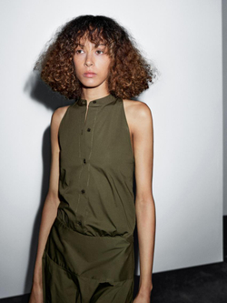 Massimo Dutti Длинное платье с горловиной халтер, бутылочно-зеленый