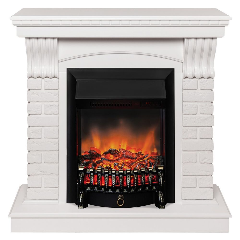 Электрокамин RealFlame Jazz WT белый с очагом Fobos Lux Black RC