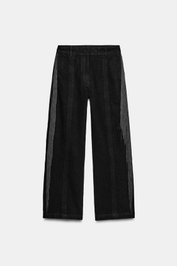 ZARA БРЮКИ С БАХРОМОЙ ZW COLLECTION LIMITED EDITION, ЧЕРНЫЙ