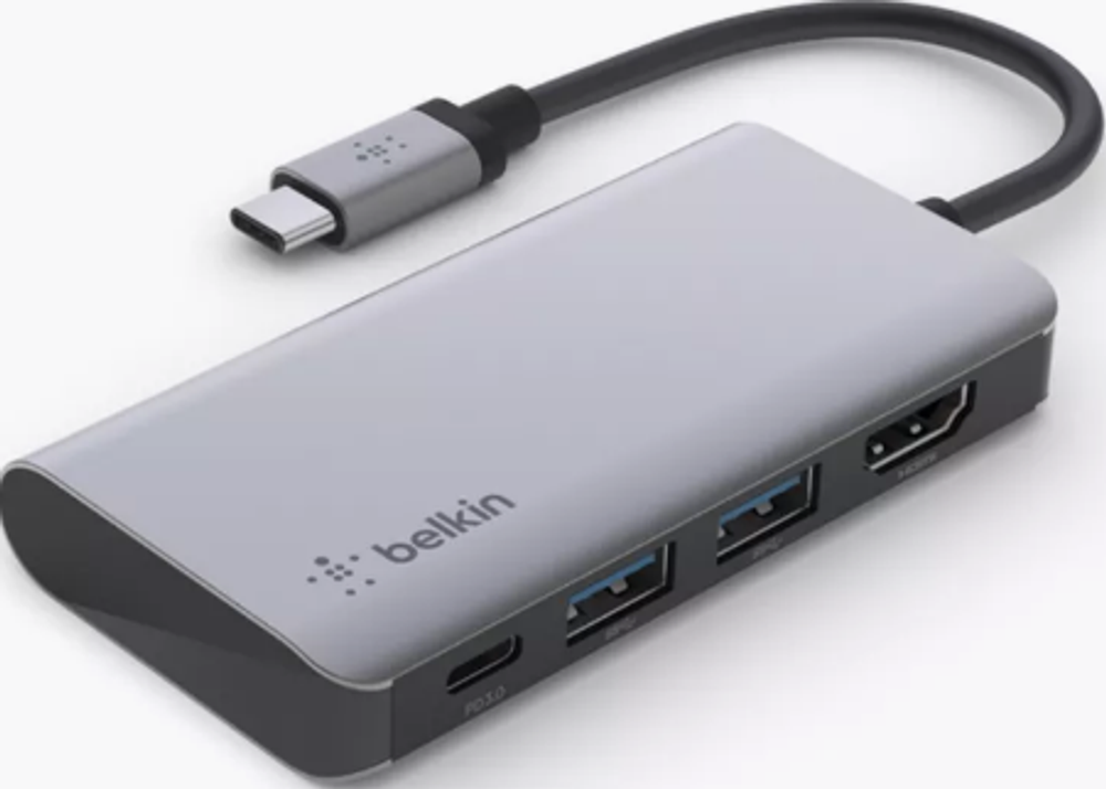 USB-HUB Connect USB-C 4 in 1 Multiport Adapter Belkin gray