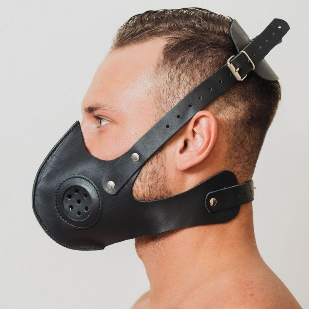 Черная кожаная маска «Сталкер» (Цвет: черный)