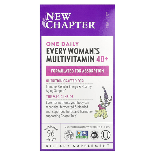 New Chapter, One Daily Every Woman's Multivitamin™ 40+, мультивитамины для женщин старше 40 лет, 96 вегетарианских таблеток