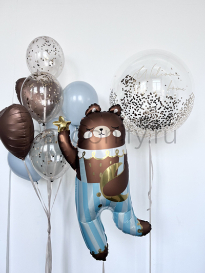 Набор шаров на выписку "Мишка в полосатых штанишках", дизайн №7