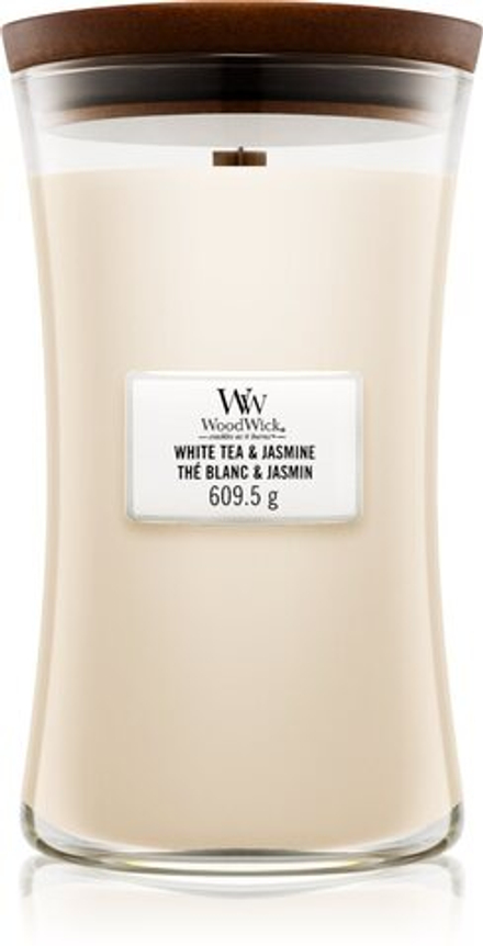 Woodwick White Tea & Jasmine - ароматическая свеча с деревянным фитилем /   609.5  g  / GTIN 5038581054780