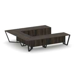 Steel Meet Стол переговорный П-образный KDK-PR.B.SP-11P Дуб Мали/Металл Черный 3200*3200*750