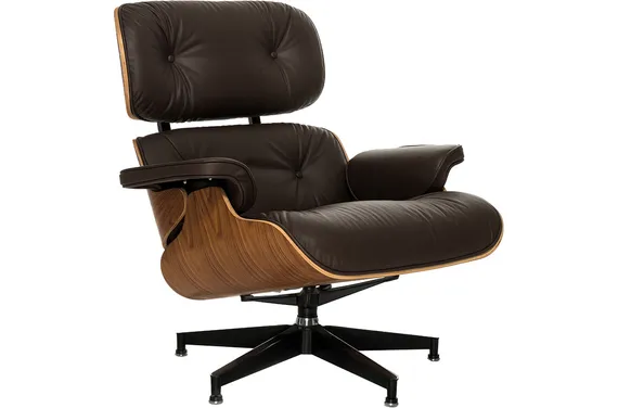 Кресло с оттоманкой Eames Lounge Premium, коричневая кожа