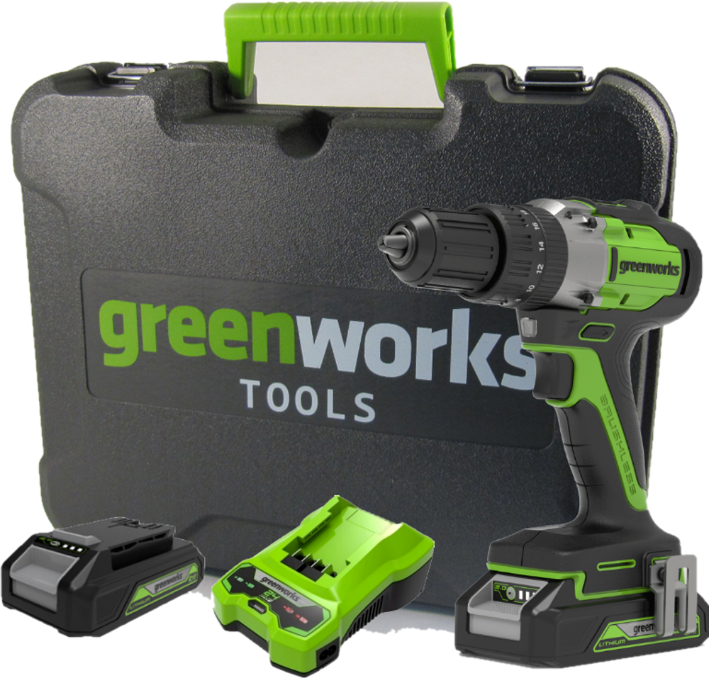 Аккумуляторная ударная дрель-шуруповерт Greenworks 3704107UA