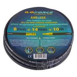 Шланг резиновый воздушный армированный с фитингами 8мм x 14мм x 10м ILOforce IF-AHF-108
