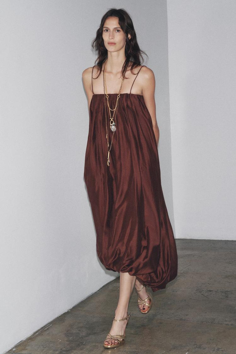 ZARA ПЛАТЬЕ-ТРАНСФОРМЕР С ЮБКОЙ-БАЛЛОНОМ — ZW COLLECTION, ТЕРРАКОТОВЫЙ