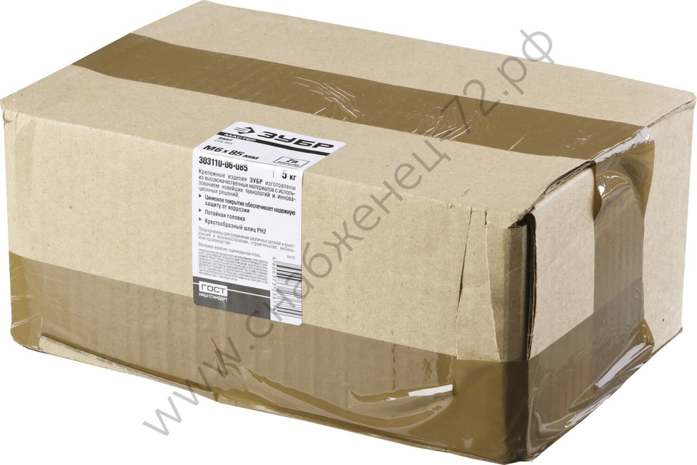 ЗУБР DIN 965 кл. пр. 4.8, M6 x 85 мм, винт с потайной головкой, цинк, 5 кг (303110-06-085)