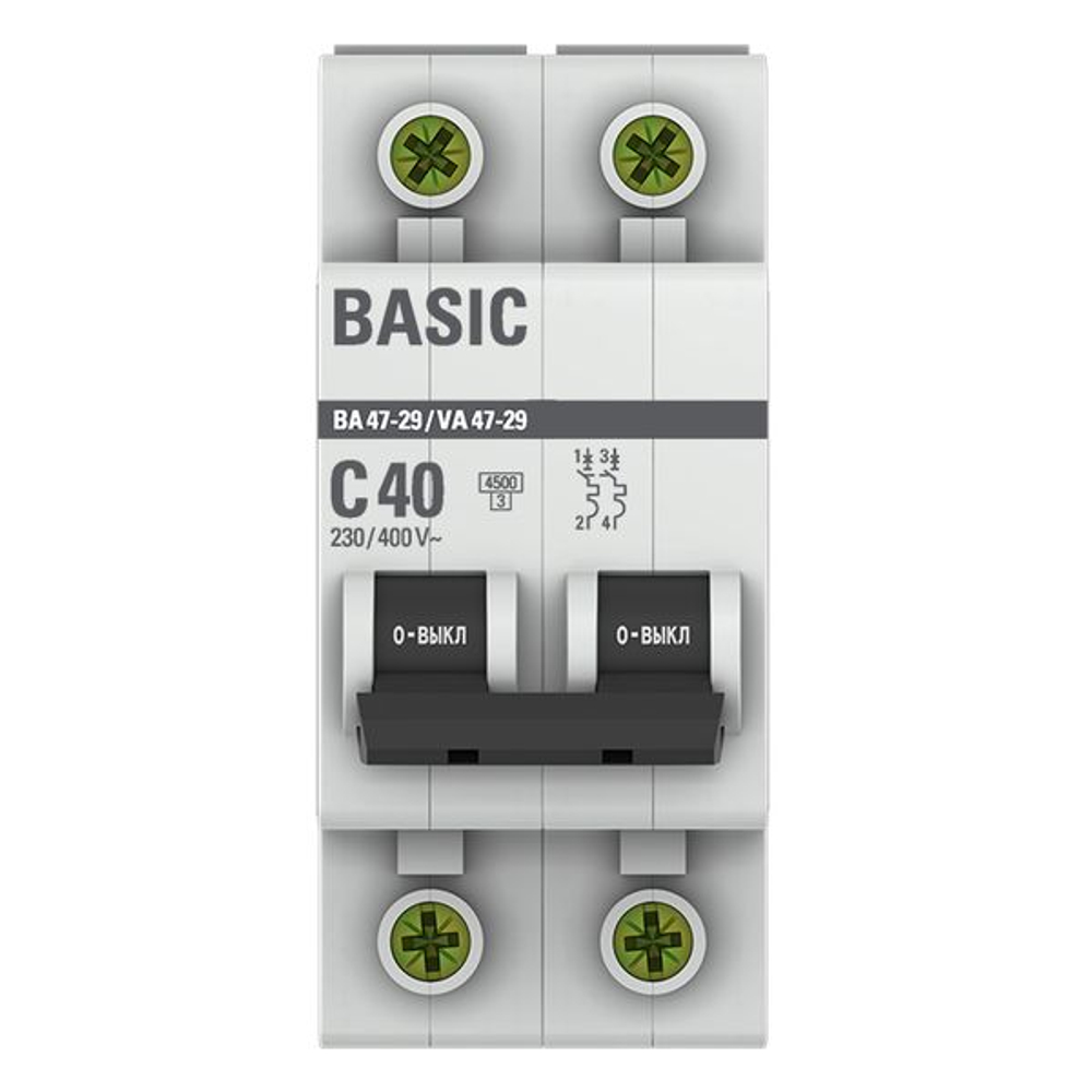 Автоматический выключатель 2P 40А (C) 4,5кА ВА 47-29 Basic