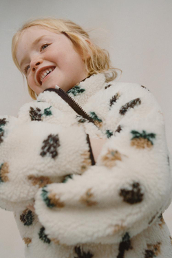 ZARA КУРТКА ИЗ ОВЧИНЫ С ЦВЕТАМИ, ЭКРЮ