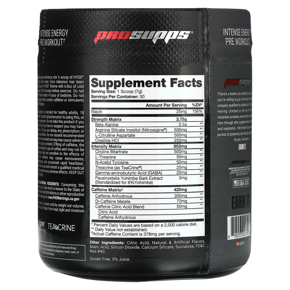 ProSupps, Hyde Xtreme, Intense Energy Pre Workout, Sucker Punch, 210 г (7,4 унции)