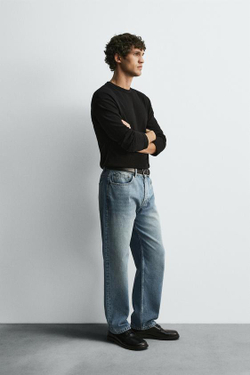 ZARA ДЖИНСЫ STRAIGHT ДЛИНОЙ ДО ЩИКОЛОТКИ, ВЫЦВЕТШИЙ СИНИЙ