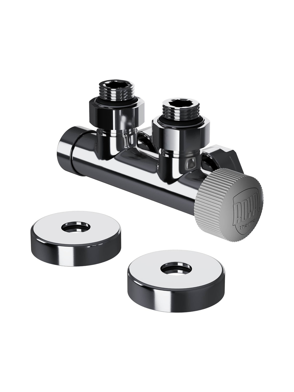 Узел нижнего подключения термостатический угловой Royal Thermo Design Pro 15мм М30х1,5 (Хром)