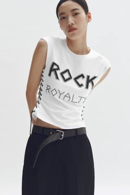 H&M - Stella McCartney Топ на шнуровке и с заклепками, белый