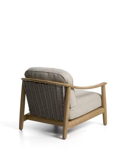Уличное кресло Elunda из тикового дерева и бежевой веревки