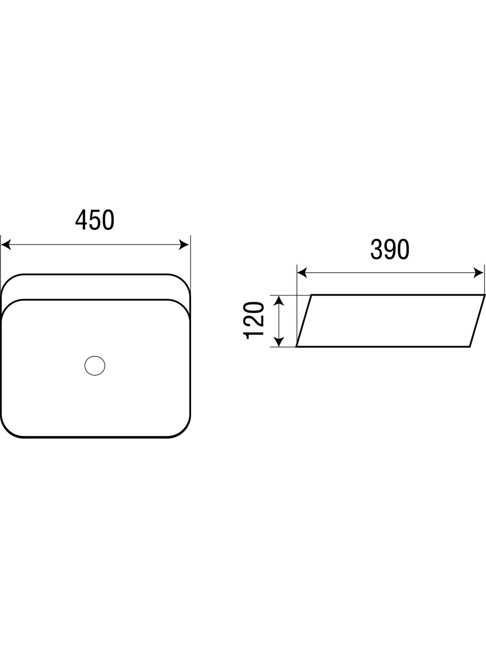 Раковина подвесная WeltWasser WW ELBACH 2242 450х390х120