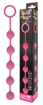 Розовая анальная цепочка с металлическими шариками Sweet toys 25 см (Цвет: розовый)